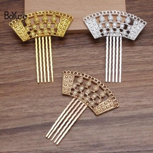 BoYuTe (5 Pieces/Lot) 30*63MM Metal Alloy Sector Hair Comb Diy Vintage Tiara Hair Accessories Parts