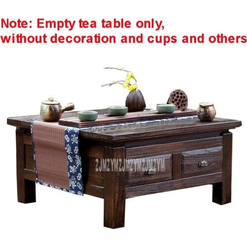 Chinese-Style Tea Table With 4 Drawer Household Solid Wood Floating Window Table Japanese Tatami Storage Wooden Low Tea Table