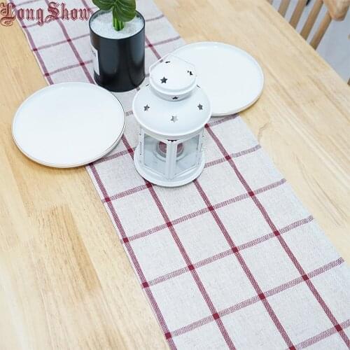 Household Decorative 30x90cm 30x180cm Lovely Red Colour Plaid Linen Table Runner Cabinet Cover