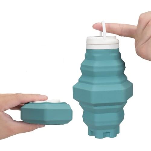 Travel Silicone Hexagon Mug Coffee Cups BPA Free Folding Silica Hiking Mugs Portable Telescopic Drinking Collapsible Leak Proof