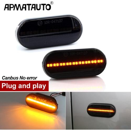 Smoked Dynamic Flowing LED Side Marker Turn Signal Light For VW Transporter T5 Polo Golf3 4 Passat B5 Sharan Lupo Bora Multivan