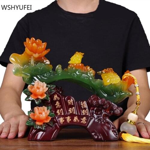 Feng Shui Ruyi Resin Sculpture Decoration Study Desktop Auspicious Ornaments Living Room Wine Cabinet Home Decor Accessories