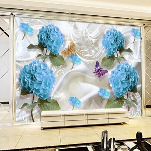 Photo wallpaper Hand painted flowers Silk fresco TV background wall wallpaper custom high quality mural
