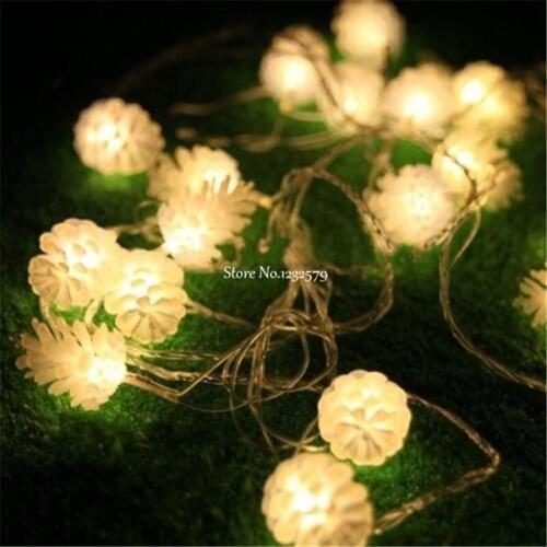50 led Pine cone Battery String Lights Christmas Tree Garden Decoration 5m Fairy Twinke Lights