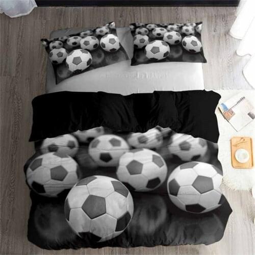 HELENGILI 3D Bedding Set Football Print Duvet Cover Set Lifelike Bedclothes with Pillowcase Bed Set Home Textiles #ZQ-10