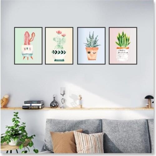 Canvas Painting Frame Look Decorative Wall Mdf Table Wall Art Decor 4pcs 20x15 Cm Printed Picture Home Decoration Living Room
