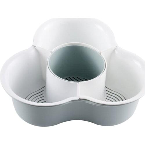 Kitchen Washing Basket Hot Pot Vegetable Platter Drain Basket Double-Layer Multi-Grid Fruit Plate Triangular Platter