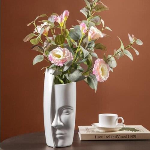 Creative abstract human face vase interior decoration unique ceramic vase living room countertop vase wedding decoration vase