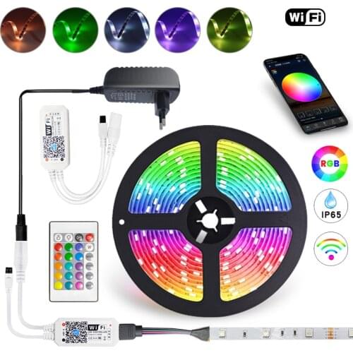 Bluetooth/WIFI Controller LED Strip Light RGB SMD 2835 5050 Waterproof DC12V 5M 10M 15M Flexible Ribbon Diode For Roo Decoration