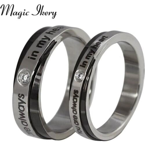 Magic Ikery for love gold wedding men women ring couple rings for lovers wedding Silver Color couple rings MKCR-002