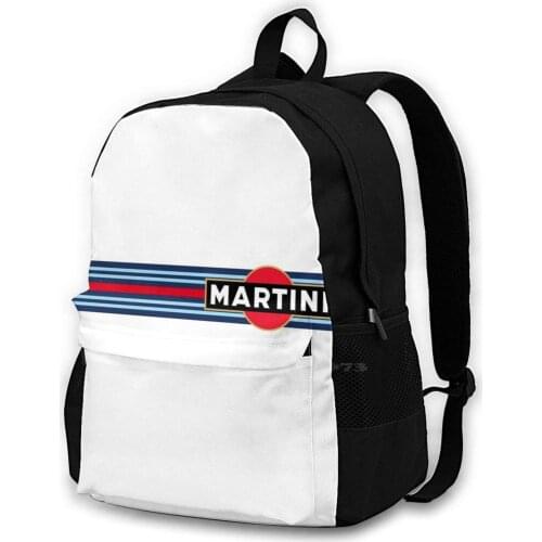 Martini Racing Horizontal Stripe Women Men Teens Laptop Travel School Bags Lancia Delta Hf Integral S4 Thema Stratos 037 Fiat