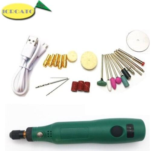 DIY Mini Rotary Tool USB DC 5V 10W Variable Speed Wireless Electric Grinder Set Wood Carving Pen for Milling Engraving