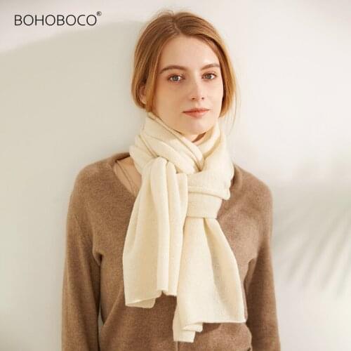 Fashion thick knitted yak cashmere scarf warm blue custom knitted scarf