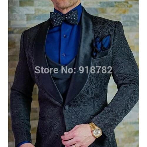 Latest Coat Pant Designs Men Suit 2019 Black 3 Piece Suit Paisley Tuxedo Formal Wedding Suit Groomsman Terno Masculino Slim Fit