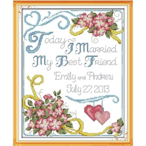 Wedding anniversary cross stitch kit winter snow 18ct count canvas stitching embroidery DIY handmade needlework plus