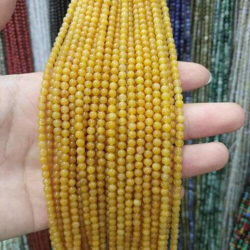 Natural Stone Yellow Jades Small Beads 3mm Loose Beads for Jewelry Making Necklace DIY Bracelet