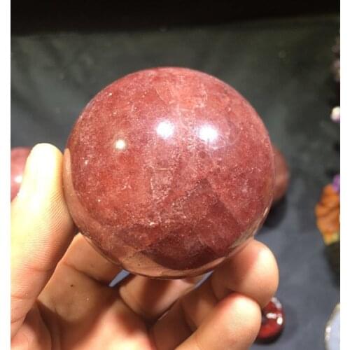 Natural strawberry crystal ball quartz healing. Square tip. Chakras. Carving. Christmas gift