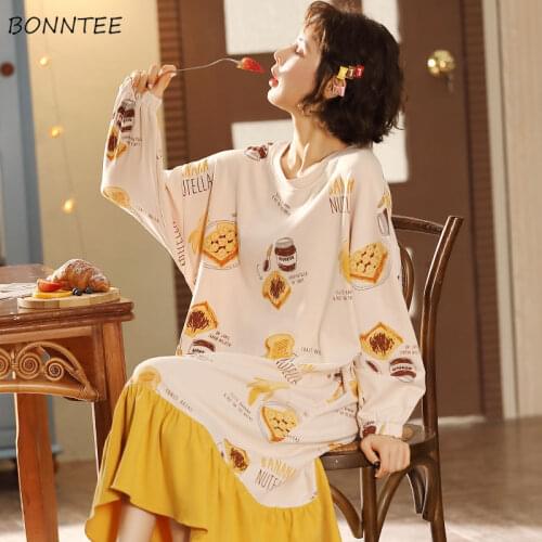 Nightgowns Womens Loose Plus Size Sleepshirts Cotton Kawaii Printed O-neck Ruffles Chic Trendy Home Wear Casual Clothing Ulzzang
