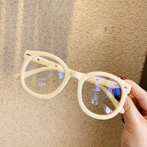 2021 New Fashion Big Round Glasses Frame Women Brand Arrow Candy Color Transparent Eyeglasses Female Vintage Rivet Spectacles