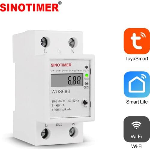 Smart Life Tuya APP Single Phase Din Rail WIFI Smart Energy Meter Power Consumption Monitor kWh Meter Wattmeter 220V 110V AC