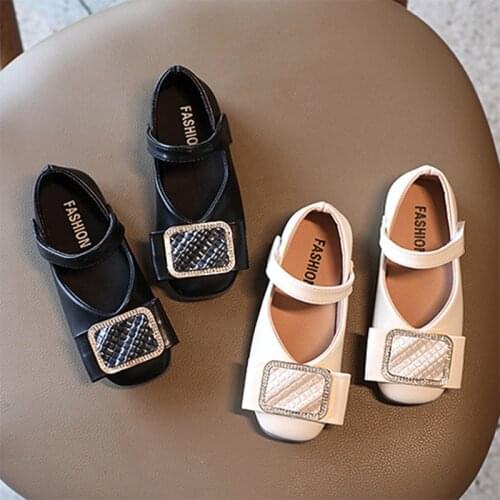 2021 Autumn Girls Square Botton Mary Janes Shoes Kids Bling Princess Shoes Big Girls Anti-Slippery Dance Party Shoe Baby Child