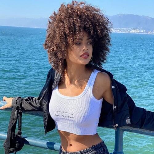 QICIUS Casual Tops Women 2021 Letter Print Streetwear Tank Top Blanc Croptops White Black Summer Girls Ladies Haut Femme C018