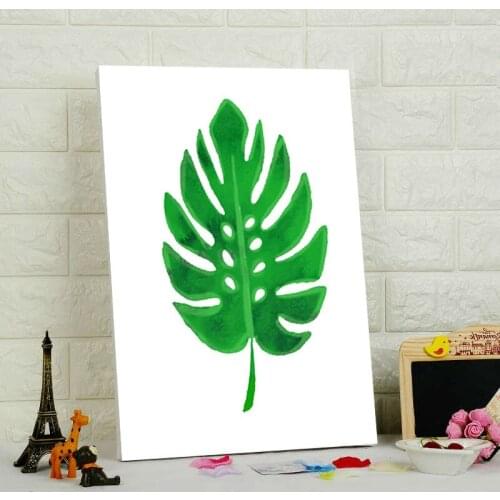 Coloring by numbers Simple tree leaves wall pictures for living room green leaves diy oil painting drawing practice