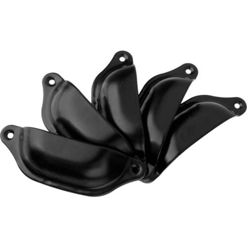 Antique Cupboard Cabinet Cup Drawer Furniture Shell Pull Handle, Black, Pack of 10