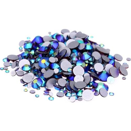 Super Glitter Sapphire AB Nails art Flat back Crystal Rhinestones For Non hot fix Glue on Strass Shoes And Dancing Decoration