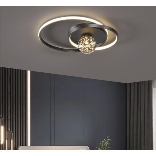 Lustre Indoor LED Ceiling Light Modern Home Fixture Lamp For Kitchen Childrens Room Living Dining Room Black&Gold Luminaire