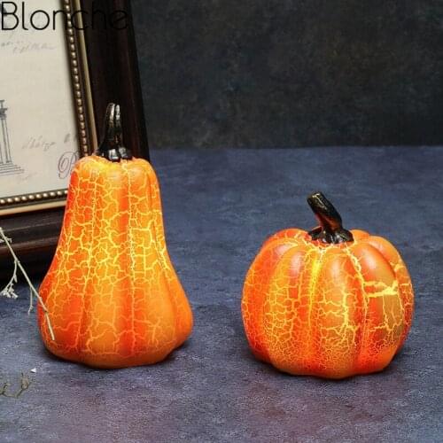 Halloween Decorations Glowing Resin Pumpkin Lamp LED Night Light Halloween DIY Desktop Decor Party Bar Festival Pumpkin Lights
