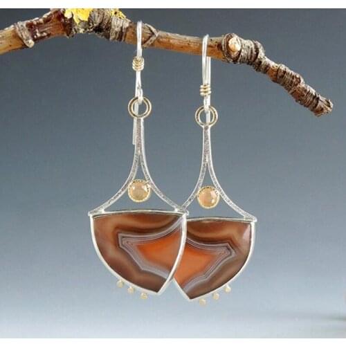 Vintage Creativity Resin Stone Earrings For Women Bohemian Two Tone Brindle Long Dangle Earrings Party Jewelry Gifts