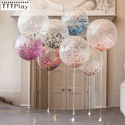 36 inch Confetti Balloons Giant Clear Balloons Wedding Party Decoration Balloon Inflatable Birthday Party Supplies Air Balls 1pc
