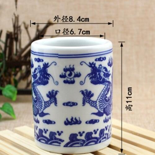 High Quality Round Ceramic Pen Holder Office Desk Decoration Student Desk Storage Supplies