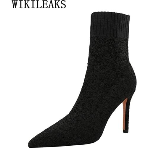 Sock Boots Sexy Stiletto Boots Women Shoes Autumn Black Boots Women Damen Stiefel Sapatos Feminino Zapatos Mujer 2020 Invierno