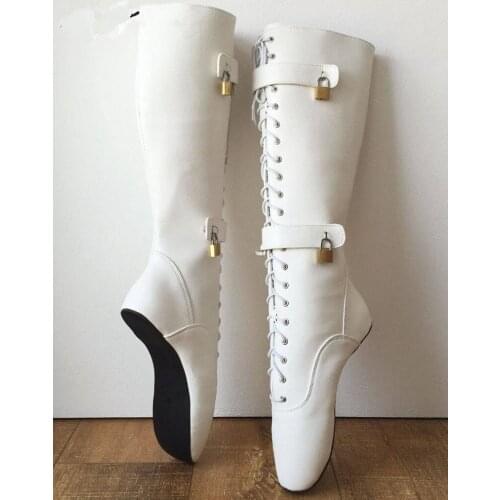 White Ballet Heelless Knee High Boots Women Pionted Toe High Heeled Sexy Boots Size 10 Fetish Heels Trendy Ballet Stiletto