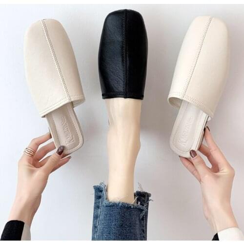 Ladies slippers outside 2020 spring new hot Half drag fashion square head soft skin-friendly square non-slip women shoes U30-53