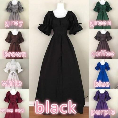 Vintage Style Women Medieval Dress Gothic Dress Floor Length Women Cosplay Dress Retro Long Gown Dress 8 Colors Available