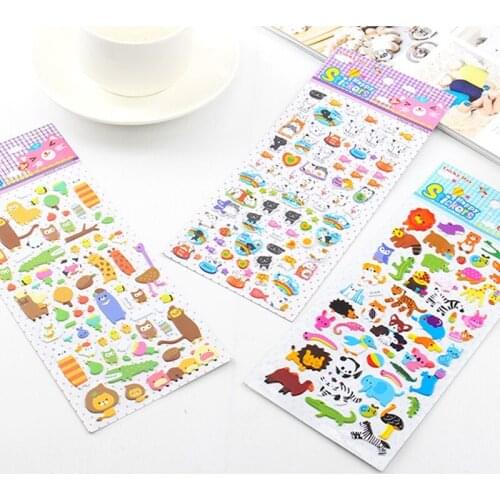 1sheet bubble 3D animal Stickers colorful rabbit Animals Cute PVC Stationery handmade with Diary Cute Scrapbook decoration