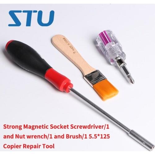 STU 1Set Magnetic Socket Screwdriver/1 and Nut wrench/1 and Brush/1 5.5*125 Copier Repair Tool for Xerox