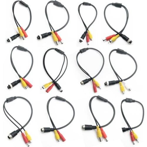 1pcs 4-core male and female head car monitoring video cable AV head DC head adapter cable camera power extension cable