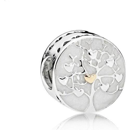 5PCS Alloy Silver Plated Metal Heart Tree Charm Enamel Big Hole Tree Of Life Bead Fit European DIY Snake Bracelet Wholesale