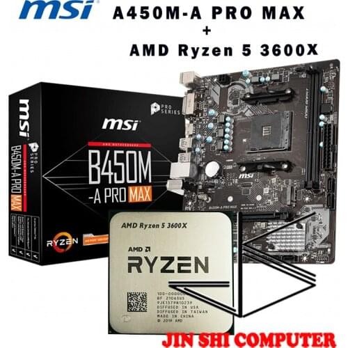 AMD Ryzen 5 3600X R5 35600X CPU + MSI B450M-A PRO MAX Motherboard Set meal Socket AM4 New / no fan