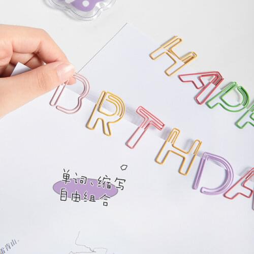 26 English Letters Paper Clip Lovely Paperclip Shaped Safety Pin Office Rotary Pin Clip Cute Paper Clips Decorative Mini Clips