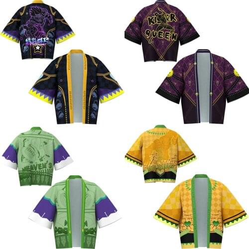 Anime Cloak JoJos Bizarre Adventure Cosplay Costumes Kimono Jotaro Kujo Coat Kira Yoshikage Summer Casual Clothes For Men Women