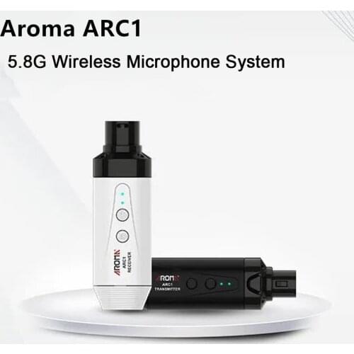 Aroma 5.8Ghz Wireless Microphone System Audio Transmission 4 Channels Transmitter Receiver Built-in Rechargeable Battery