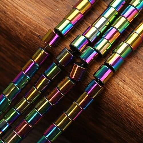 High quality Natural Stone Hematite Tube loose spacer 4-6mm Pick Size Beads For Jewelry Making 16" per strand