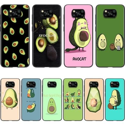 Cute Cartoon Avocado Food For Xiaomi POCO M3 M2 C3 X3 NFC F2 F3 Pro X2 F1 Pro Mi Play Mix 3 A3 A2 A1 6 5 lite Phone Case