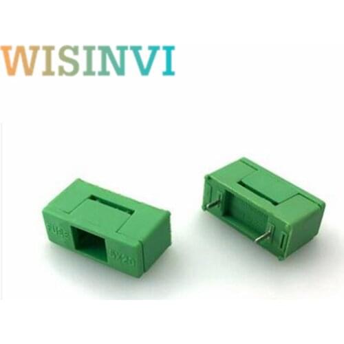 10pcs BF-012 Mini Plastic Mounted 5*20mm Bayonet Type Fuse Holder With Cover Green Color PCB Terminal Foot distance 15mm 22mm