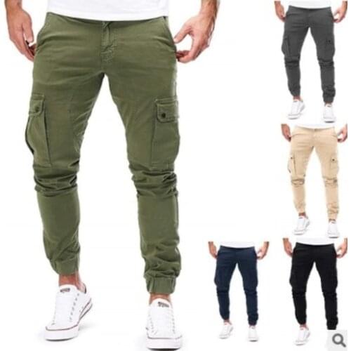 New Spring Men Joggers Pants Solid Color Cargo Military Sweatpants Multi-pocket Mens Trousers Sportswear Hip Hop Pencil Pants